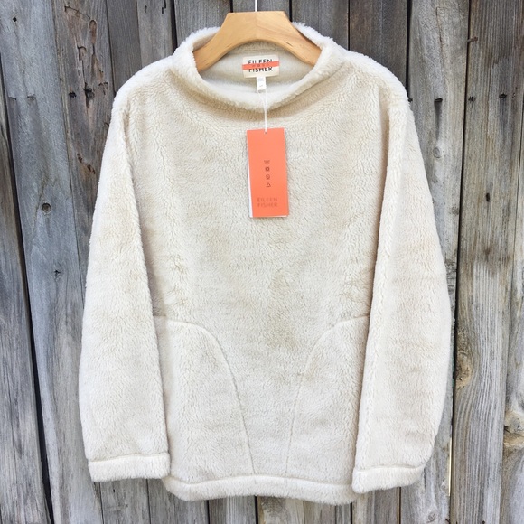 Eileen Fisher Tops - NWT Eileen Fisher Funnel Neck Fleece Top Ivory L